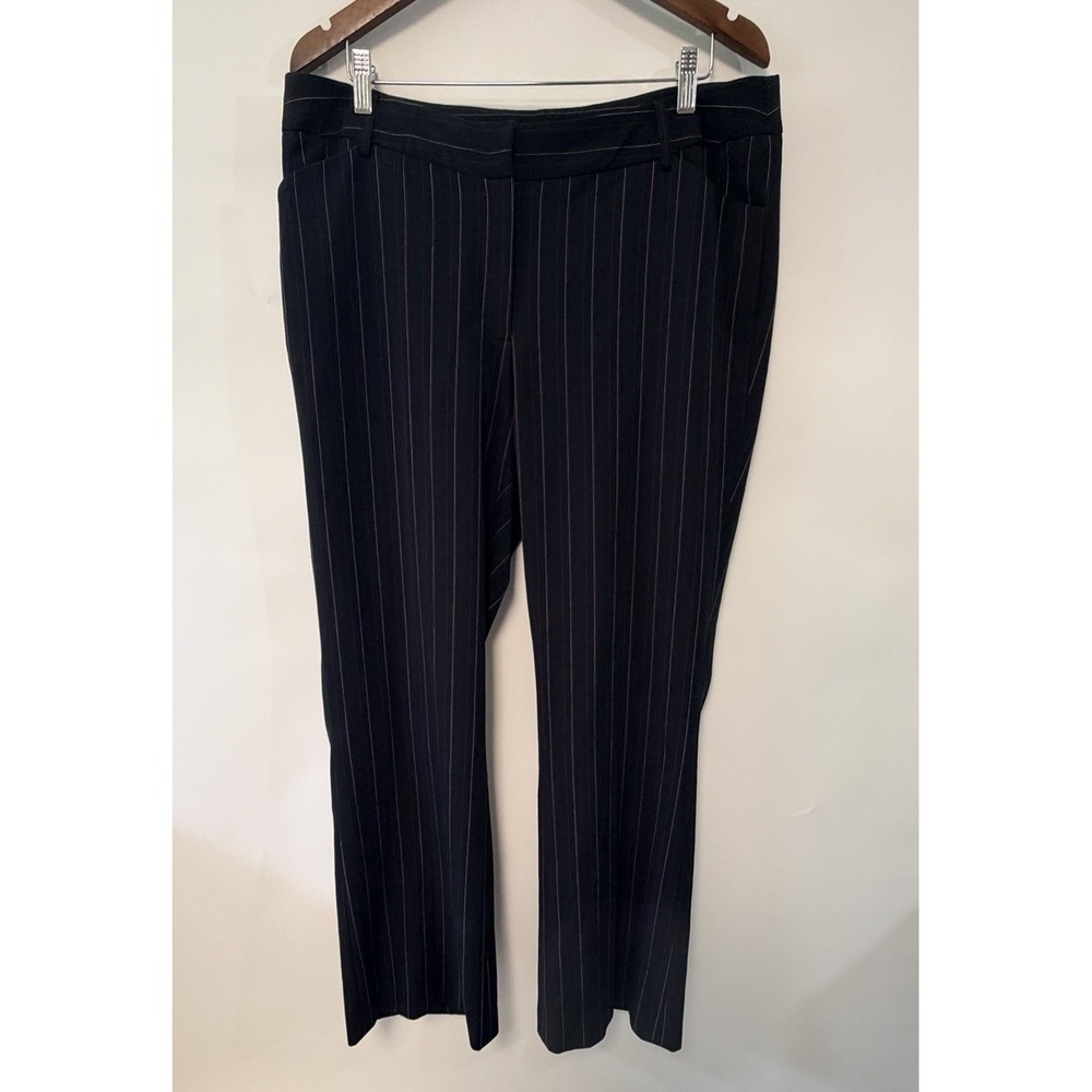 Vintage Y2K Black Red Pinstripe Trousers Pants Flared Boot 16 Office 36x 32.5